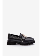 Zazoo 3485 Dámské mokasíny s ​​zlatým ozdobou Přírodní kůže