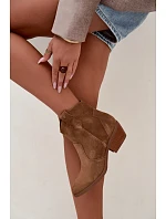 Dámské kožené kotníkové boty na podpatku Big Star model 22349472 Camel - Big Star Shoes