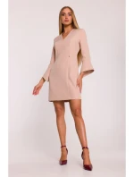 M876 Šaty s širokými manžetami - béžové