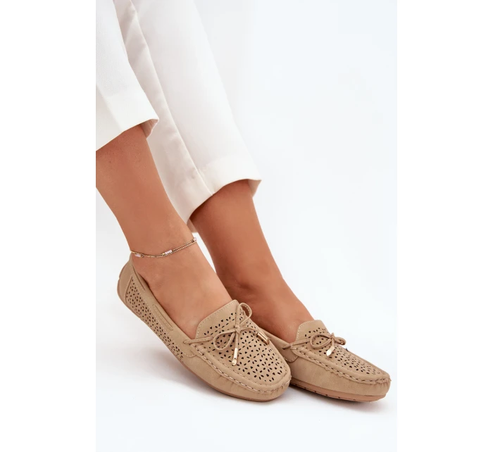 Dámské perforované mokasíny s ozdobou Kaydance – camel Dámské perforované mokasíny s ozdobou Kaydance – camel