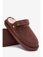 Dámské zateplené pantofle s páskem Rilena - čokoládové