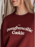 Dámská oversize mikina s potiskem COOKIES vínová FashionStreet BY1445