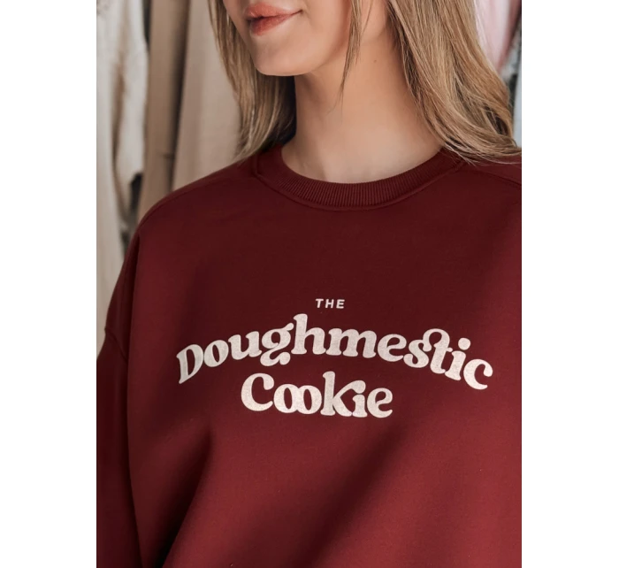 Dámská oversize mikina s potiskem COOKIES vínová FashionStreet BY1445