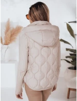 Dámská prošívaná vesta s kapucí MISSVEST béžová FashionStreet TY5020 Dámská prošívaná vesta s kapucí MISSVEST béžová FashionStreet TY5020