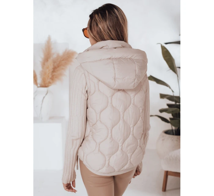 Dámská prošívaná vesta s kapucí MISSVEST béžová FashionStreet TY5020 Dámská prošívaná vesta s kapucí MISSVEST béžová FashionStreet TY5020