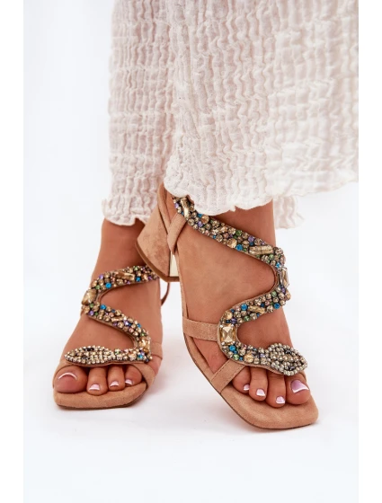 Dámské Sandály Na Podpatku S  Béžové model 21693547 - Artiker