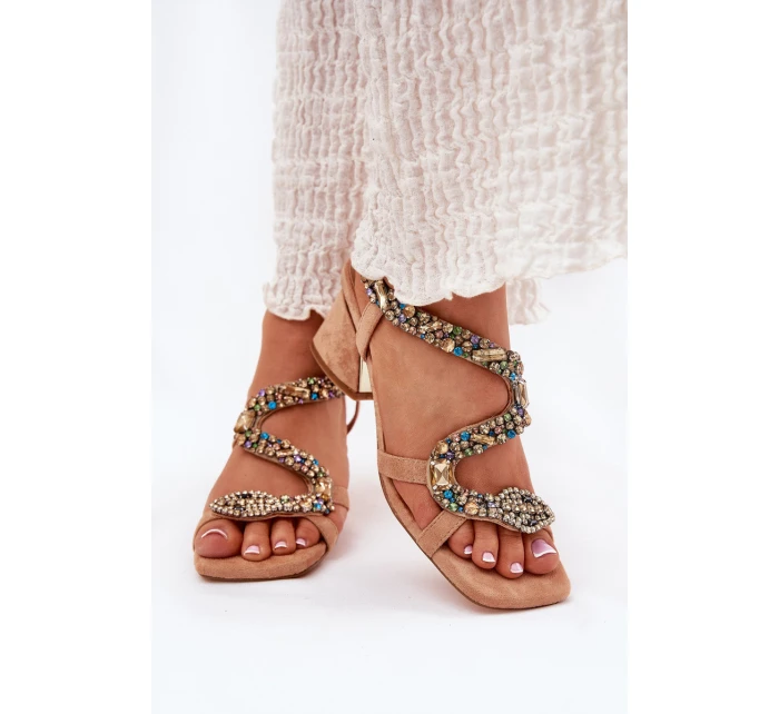 Dámské Sandály Na Podpatku S  Béžové model 21693547 - Artiker