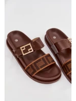 Dámské pantofle s zlatým sponou hnědé Fiorisse