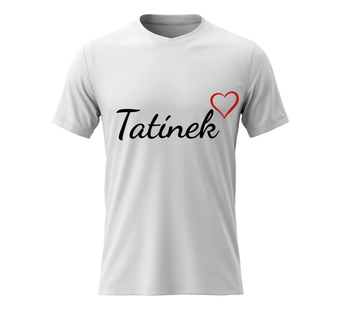 Pánské bavlněné tričko s potiskem - TATÍNEK - bílé