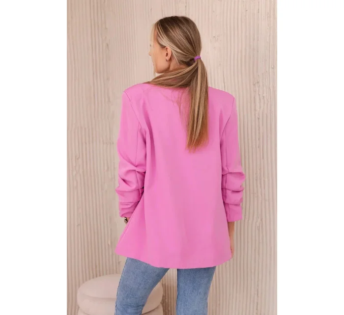 Sako s klopami elegantní model 20843831 tmavě růžová - Kesi Sako s klopami elegantní model 20843831 tmavě růžová - Kesi