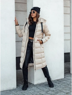 Dámská prošívaná zimní bunda s kapucí MENSI béžová FashionStreet TY4585