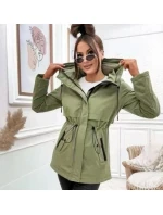 Prosta kurtka z kapturem i trokiem w talii Goodlookin khaki (KK60418-3#)