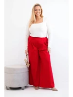 Dámské kalhoty Plus Size s širokými nohavicemi a model 21911612 červené - K-Fashion