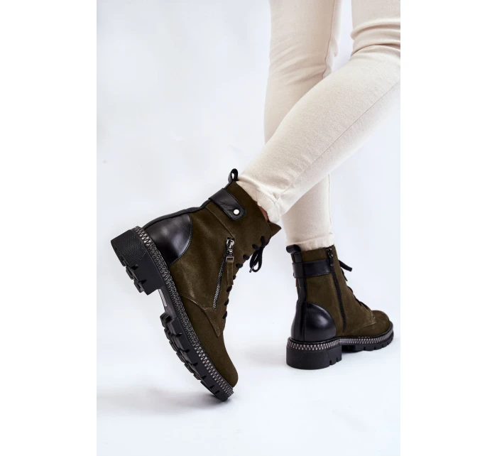 Semišové zateplené boty model 21605472 Zelená - Laura Messi