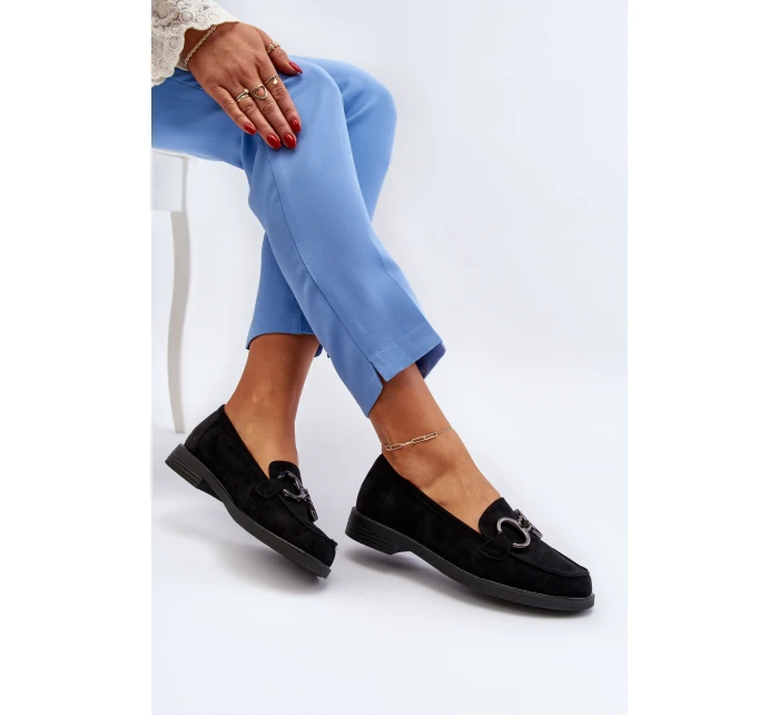 Dámské semišové mokasíny s ozdobou Černé Echonesa