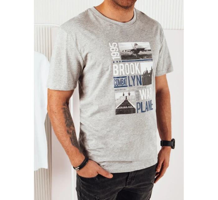 Pánské šedé tričko s potiskem Dstreet RX5452 Pánské šedé tričko s potiskem Dstreet RX5452