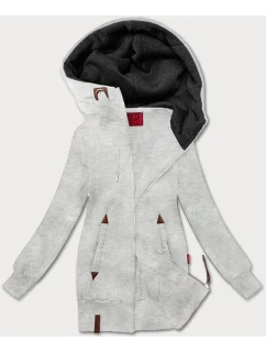 Světle šedá hladká dámská mikina s kapucí LHD (AMG169)