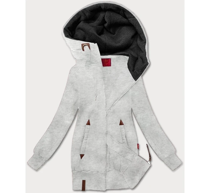 Světle šedá hladká dámská mikina s kapucí LHD (AMG169)