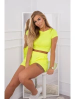 Bavlněná souprava se šortkami žlutá neonová