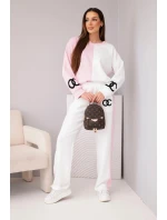 Dámský teplákový komplet  s oversized mikinou a rovnými kalhotami pudrově model 21951989 - K-Fashion
