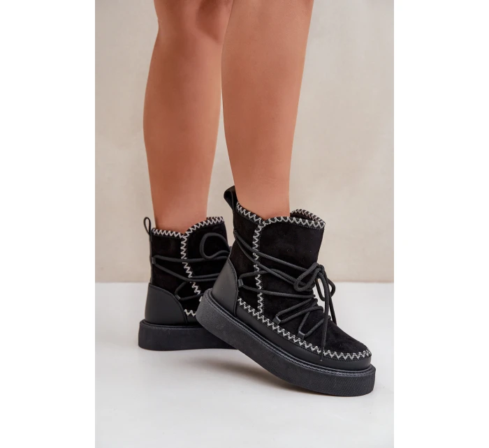 Dámské Sněhule S Vyšíváním Na Platformě Černé Naleris