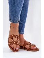 Zdobené Ploché Sandály Dámské Camel Adivrae Zdobené Ploché Sandály Dámské Camel Adivrae