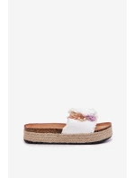 Dámské sandály s květinami platforma s pletením bílé Zenvanis Dámské sandály s květinami platforma s pletením bílé Zenvanis