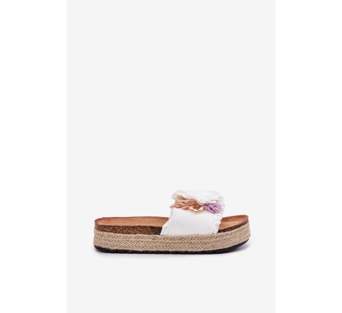 Dámské sandály s květinami platforma s pletením bílé Zenvanis Dámské sandály s květinami platforma s pletením bílé Zenvanis