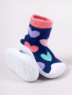 Yoclub Dětské dívčí protiskluzové ponožky s gumovou podrážkou P1 Navy Blue