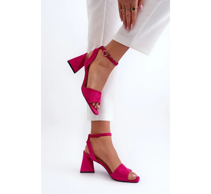 Dámské sandály na vysokém podpatku vyrobené z Eco Suede Fuchsia Upttima Dámské sandály na vysokém podpatku vyrobené z Eco Suede Fuchsia Upttima