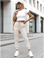 Dámské krémové velurové tepláky FashionStreet UY2841