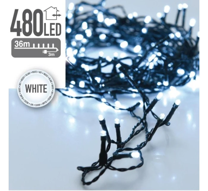VÁNOČNÍ STROM SVĚTLA SVĚTELNÝ ŘETĚZ 480 VEDL STUDENÁ BÍLÁ