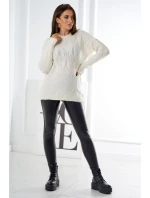 Svetr model 18970341 přes hlavu s módní vazbou ecru - K-Fashion Svetr model 18970341 přes hlavu s módní vazbou ecru - K-Fashion