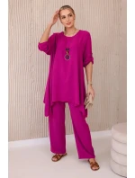 Sada halenky + kalhot s přívěskem tmavě fialová Sada halenky + kalhot s přívěskem tmavě fialová