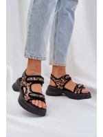 Eko Kožené Lehké Sandály Na Platformě Panther Hnědé Eko Kožené Lehké Sandály Na Platformě Panther Hnědé