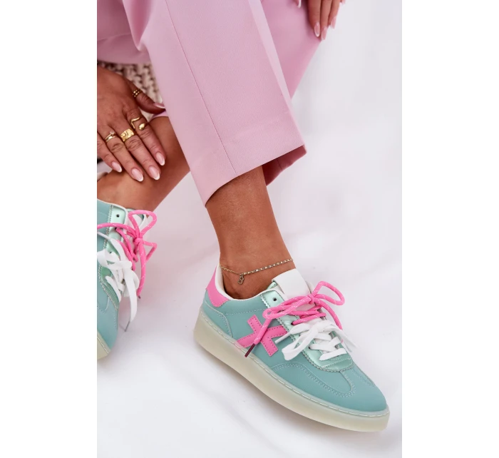 Nízké Dámské Sportovní Boty V Leopardím Mintově-Růžové Zelevelis Nízké Dámské Sportovní Boty V Leopardím Mintově-Růžové Zelevelis