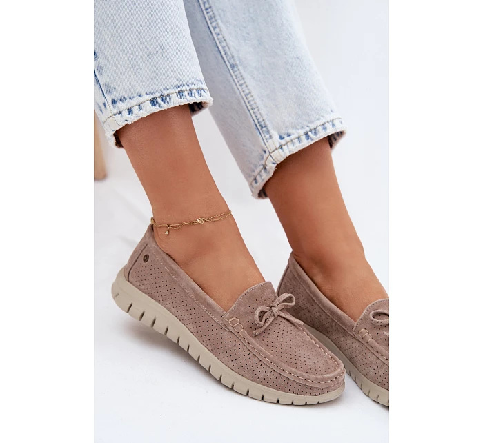 Dámské Mokasíny Z Přírodního Semiše S Mašlí Vinceza Béžové