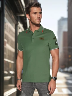 Pánská polokošile s nášivkami zelená Dstreet model 21987879 - FashionStreet