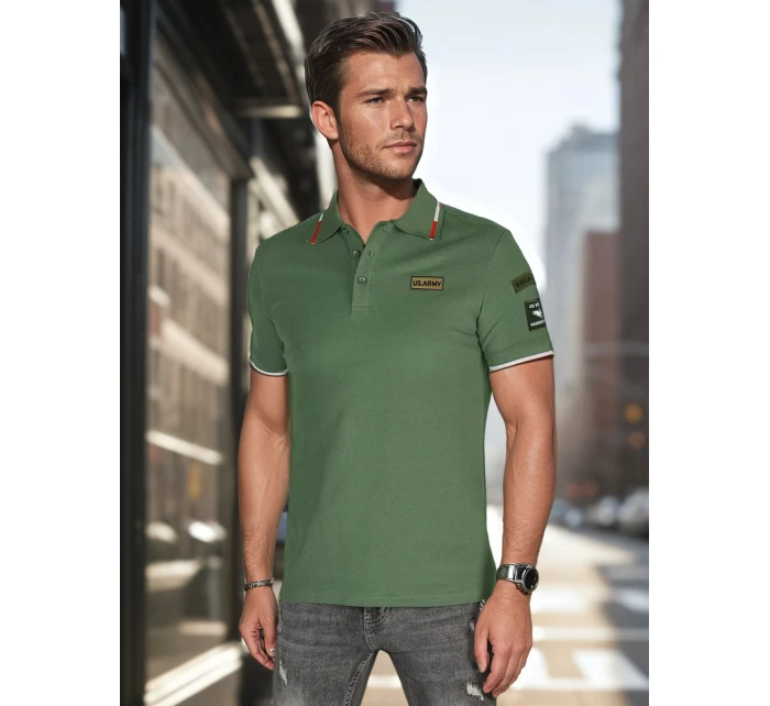 Pánská polokošile s nášivkami zelená Dstreet model 21987879 - FashionStreet