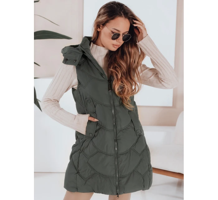 Dámská zateplená prošívaná zelená vesta Dstreet model 21991360 - FashionStreet Dámská zateplená prošívaná zelená vesta Dstreet model 21991360 - FashionStreet
