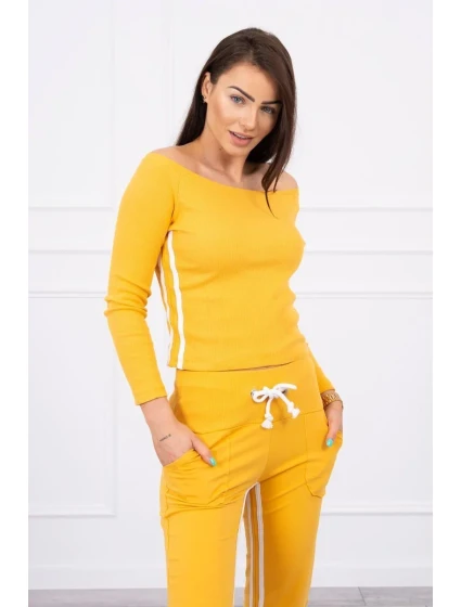 Sada s dvojitými pruhy hořčice+bílá