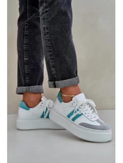 model 21684263 Kožené Nízké Tenisky Dámské Na Platformě Bílé - Zazoo