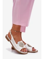 Dámské Sandály Na Ploché Podpatky S Dekorativním  Stříbrné model 21696681 - S.Barski