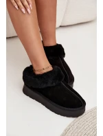 Kožené semišové sněhule dámské s kožešinou Černé model 21709719 - Boto Kožené semišové sněhule dámské s kožešinou Černé model 21709719 - Boto