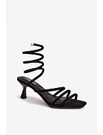 Dámské sandály na podpatku s pásky Černé Samara Dámské sandály na podpatku s pásky Černé Samara