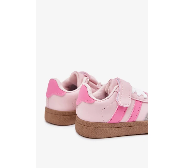 Dětské sportovní sneakers na suchý zip Adelina – růžové