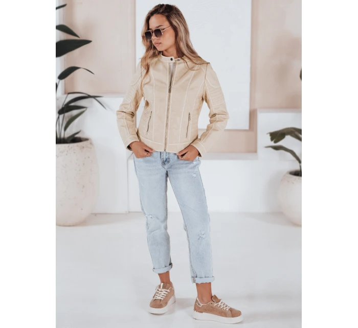 Dámská kožená bunda ROCKMISS beige FashionStreet TY5226