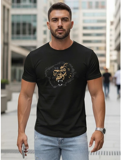 Pánské tričko s potiskem černé FashionStreet NX5085R