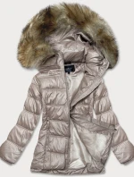 Dámská prošívaná bunda ve velbloudí barvě pro přechodné období (H-205-1)