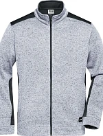 Daiber JN 862 Pánská pracovní bunda pletený fleece - Strong 02.0862 white melange/carbon